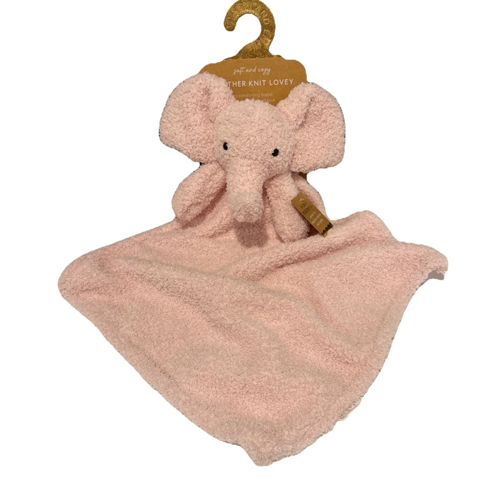 Plush Elephant Lovey Blanket - Blush Pink